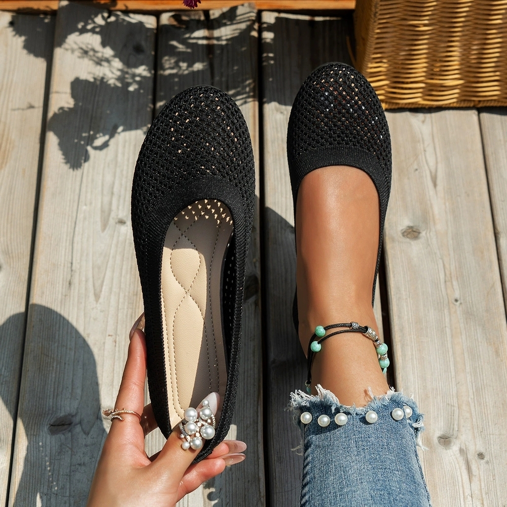 Elegant Black Women's Flat Slip On Shoes